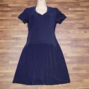 Vintage ESSE Blue & White Polka-dot Dress Size Medium Made in the USA 🇺🇸